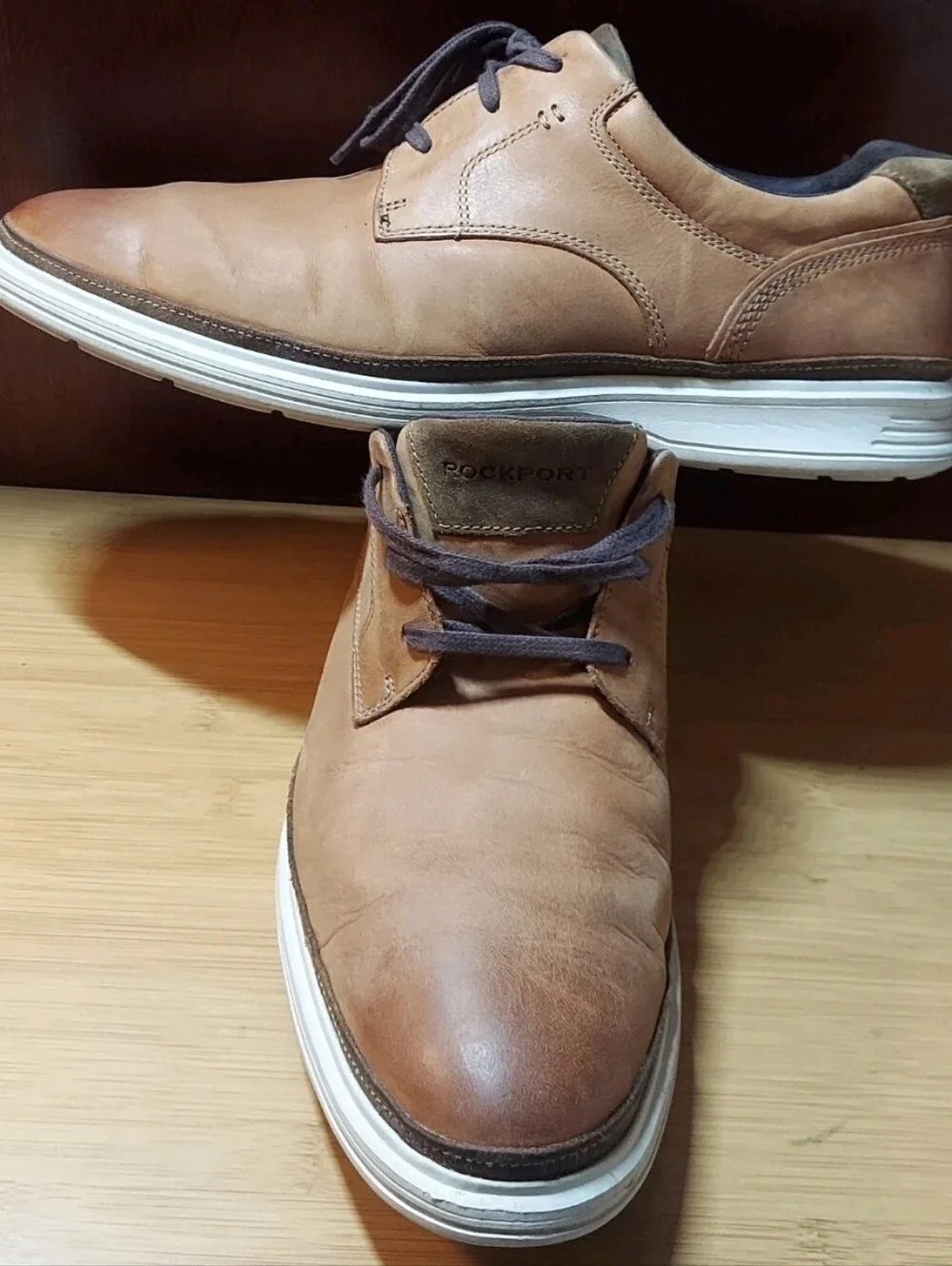 ROCKPORT 100125 MEN'S BRITISH TAN LEATHER PLAIN TOE COMFORT OXFORDS SIZE 11.5